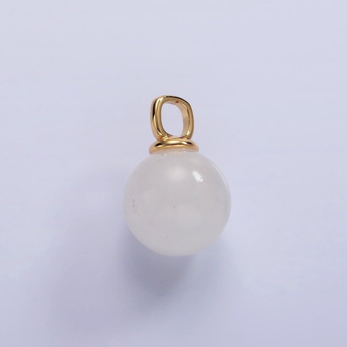 14K Gold Filled 12mm Round Sphere Ball Natural Gemstone Drop Pendant | AC808 - AC813 - DLUXCA