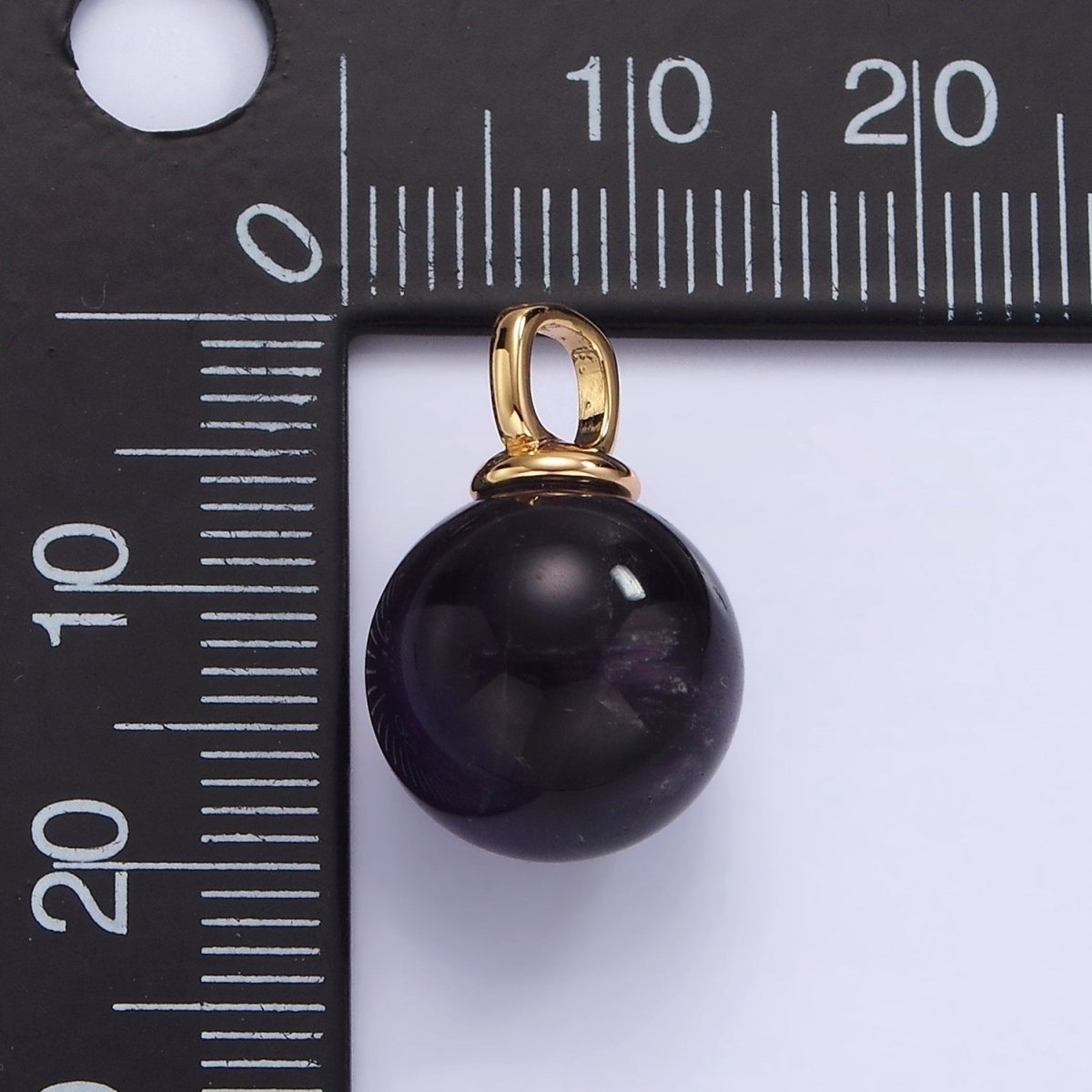 14K Gold Filled 12mm Round Sphere Ball Natural Gemstone Drop Pendant | AC808 - AC813 - DLUXCA