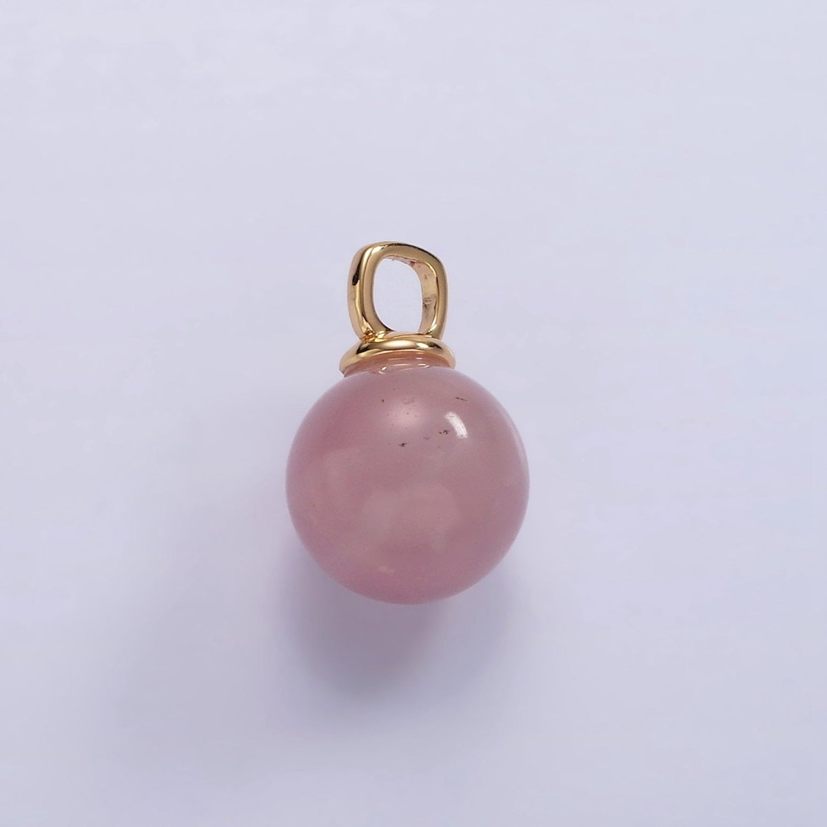 14K Gold Filled 12mm Round Sphere Ball Natural Gemstone Drop Pendant | AC808 - AC813 - DLUXCA