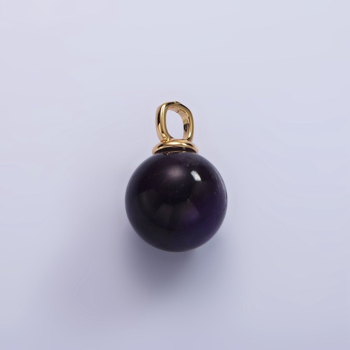 14K Gold Filled 12mm Round Sphere Ball Natural Gemstone Drop Pendant | AC808 - AC813 - DLUXCA