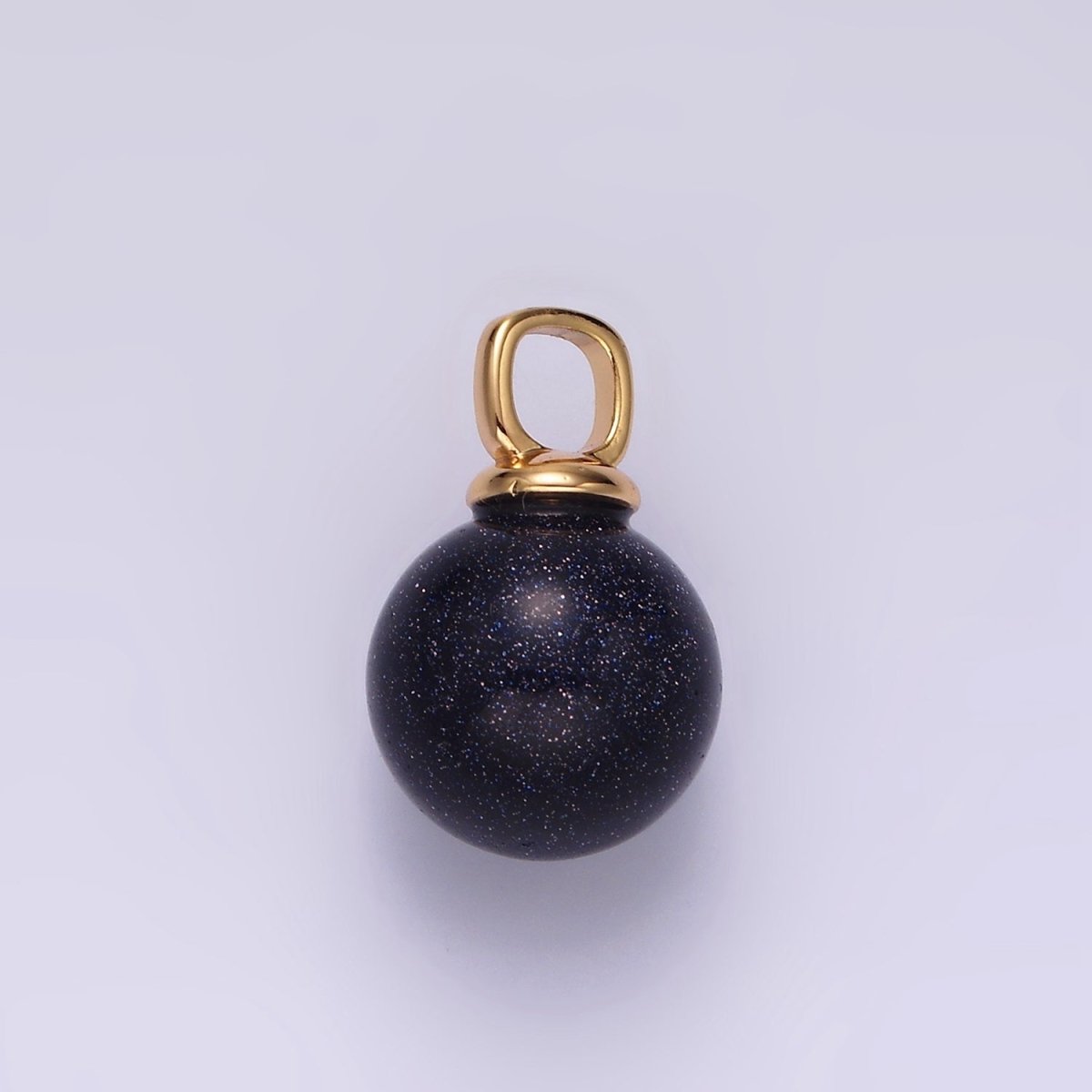 14K Gold Filled 12mm Synthetic Blue Goldstone Round Sphere Ball Pendant | N1993 - DLUXCA