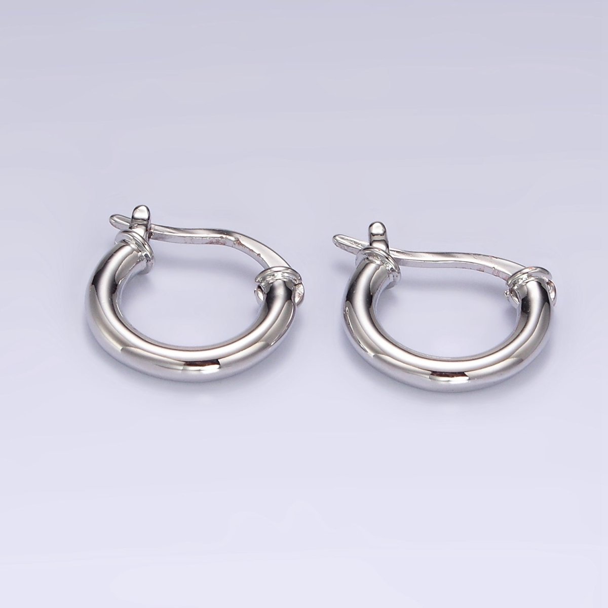 14K Gold Filled 12mm Tube Minimalist French Latch Hoop Earrings in Gold & Silver | AE116 AE117 - DLUXCA