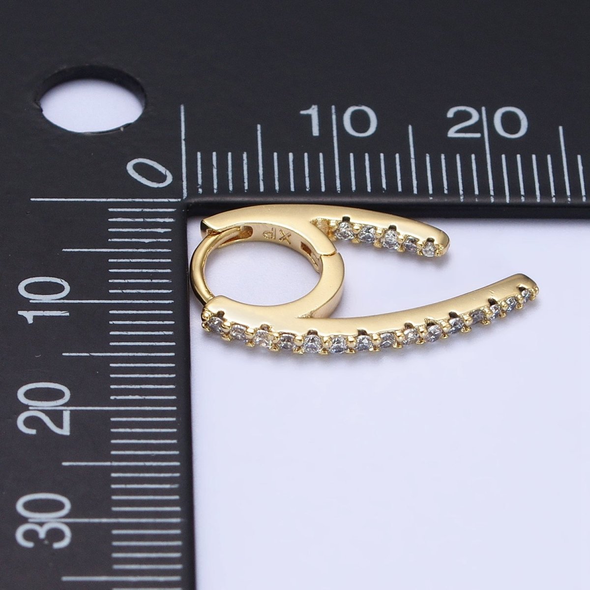 14K Gold Filled 13.5mm Geometric Claw Micro Paved CZ Huggie Earrings | AB271 - DLUXCA