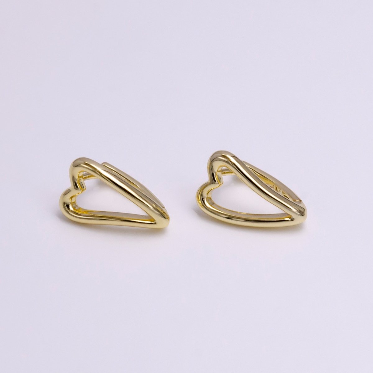 14K Gold Filled 13.5mm Open Heart Minimalist Triangle Hoop Earrings | AD1059 - DLUXCA