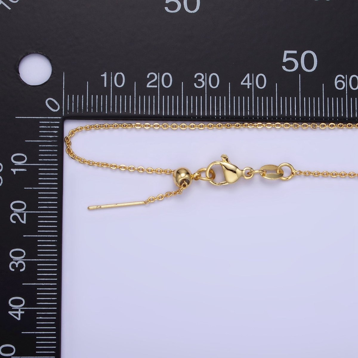 14K Gold Filled 1.3mm Cable Chain 17.3 Inch Slider Needle Adjustable Necklace | WA-2433 - DLUXCA
