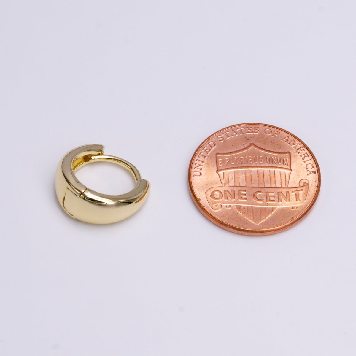 14K Gold Filled 13mm Minimalist Dome Huggie Earrings | AE578 - DLUXCA