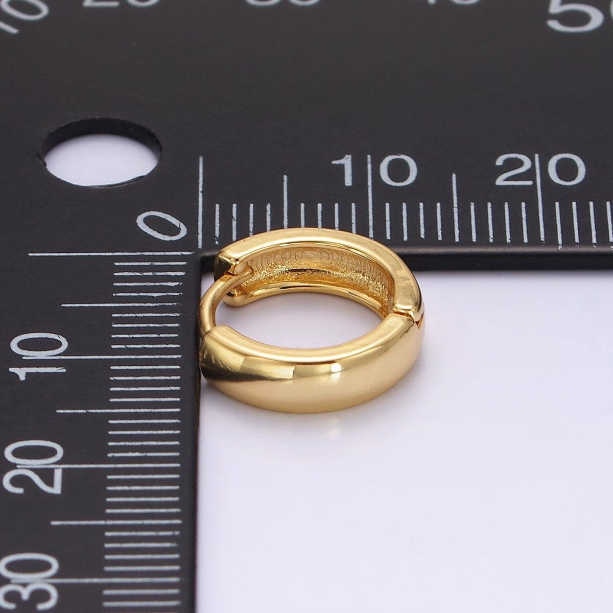 14K Gold Filled 13mm Minimalist Flat Huggie Earrings | AE1009 - DLUXCA