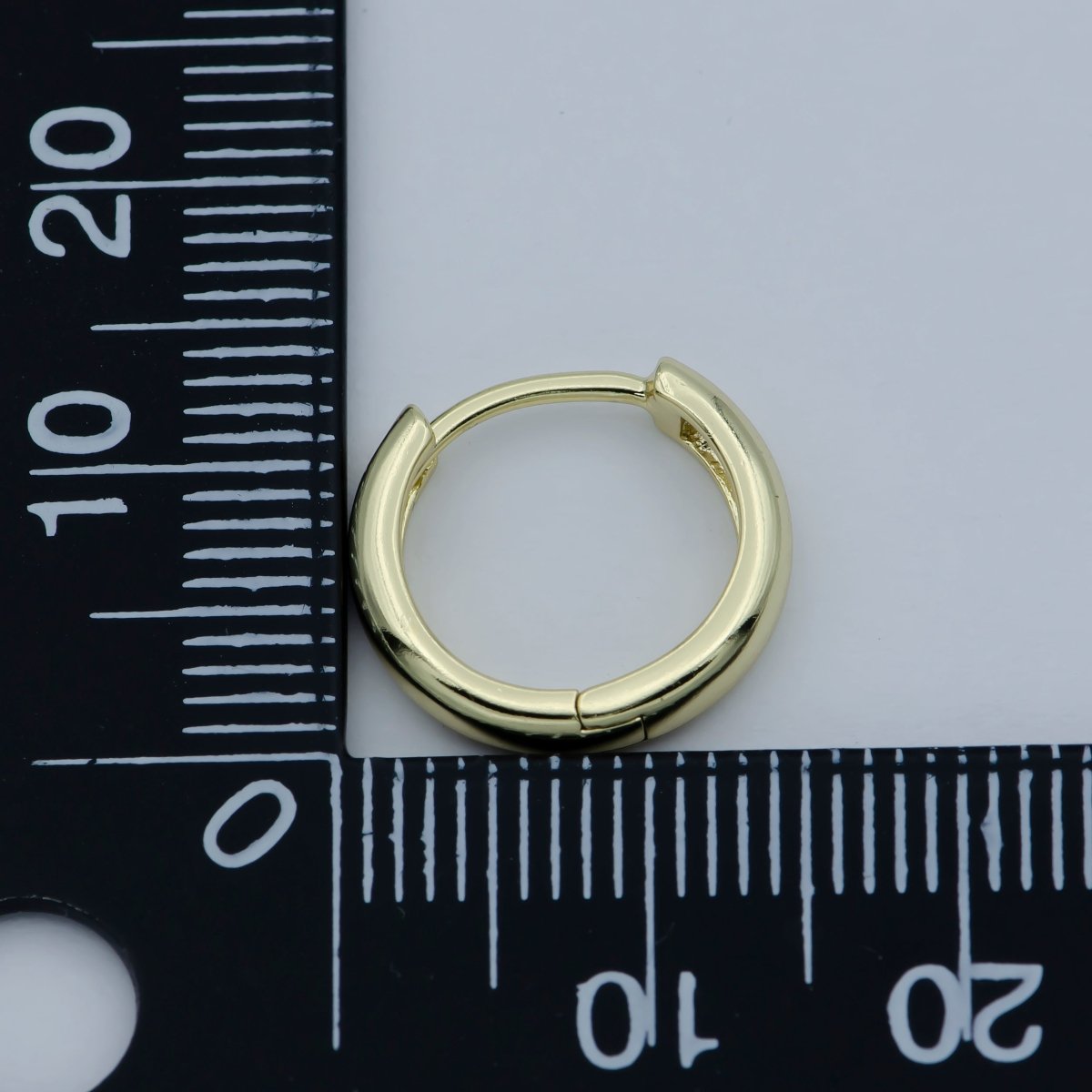 14K Gold Filled 13mm Minimalist Huggie Earrings | Leo-676 - DLUXCA