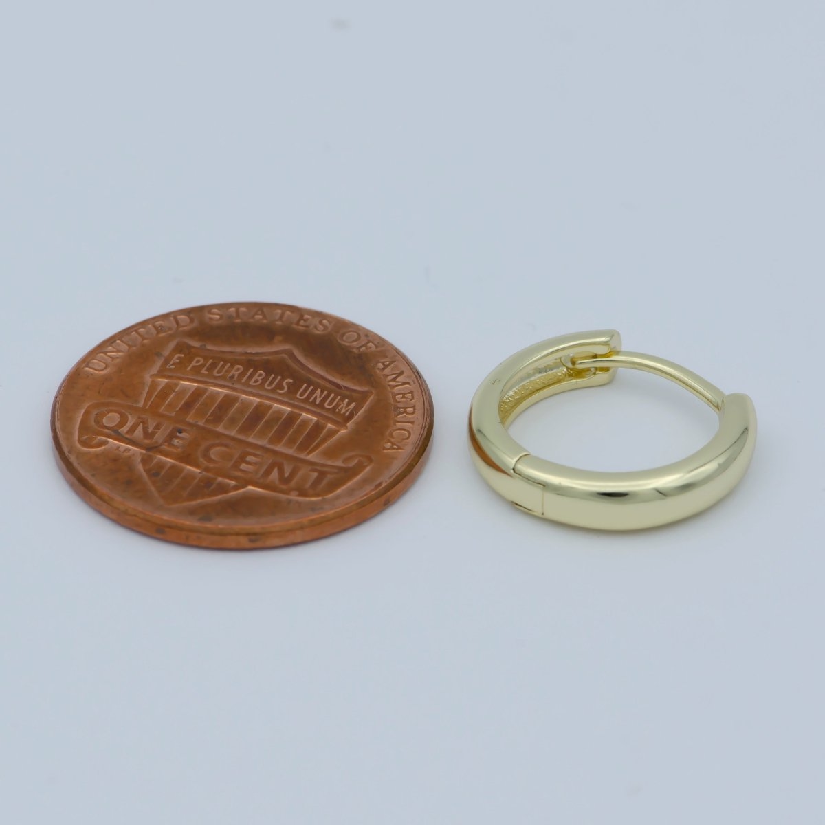 14K Gold Filled 13mm Minimalist Huggie Earrings | Leo-676 - DLUXCA