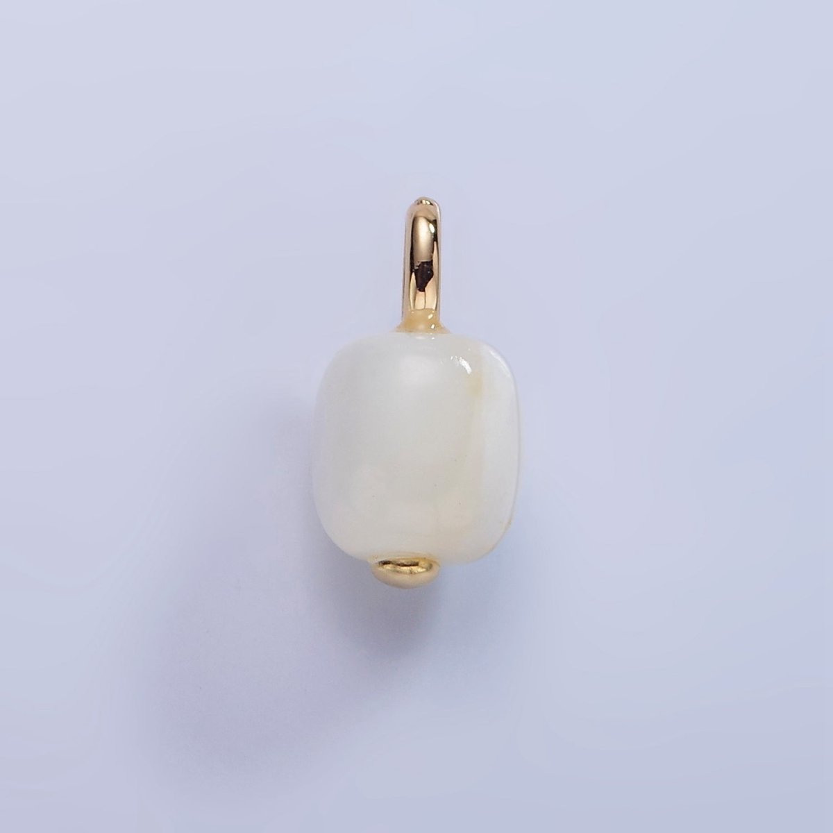 14K Gold Filled 13mm Shell Pearl Edged Square Rectangle Pendant | P1681 - DLUXCA