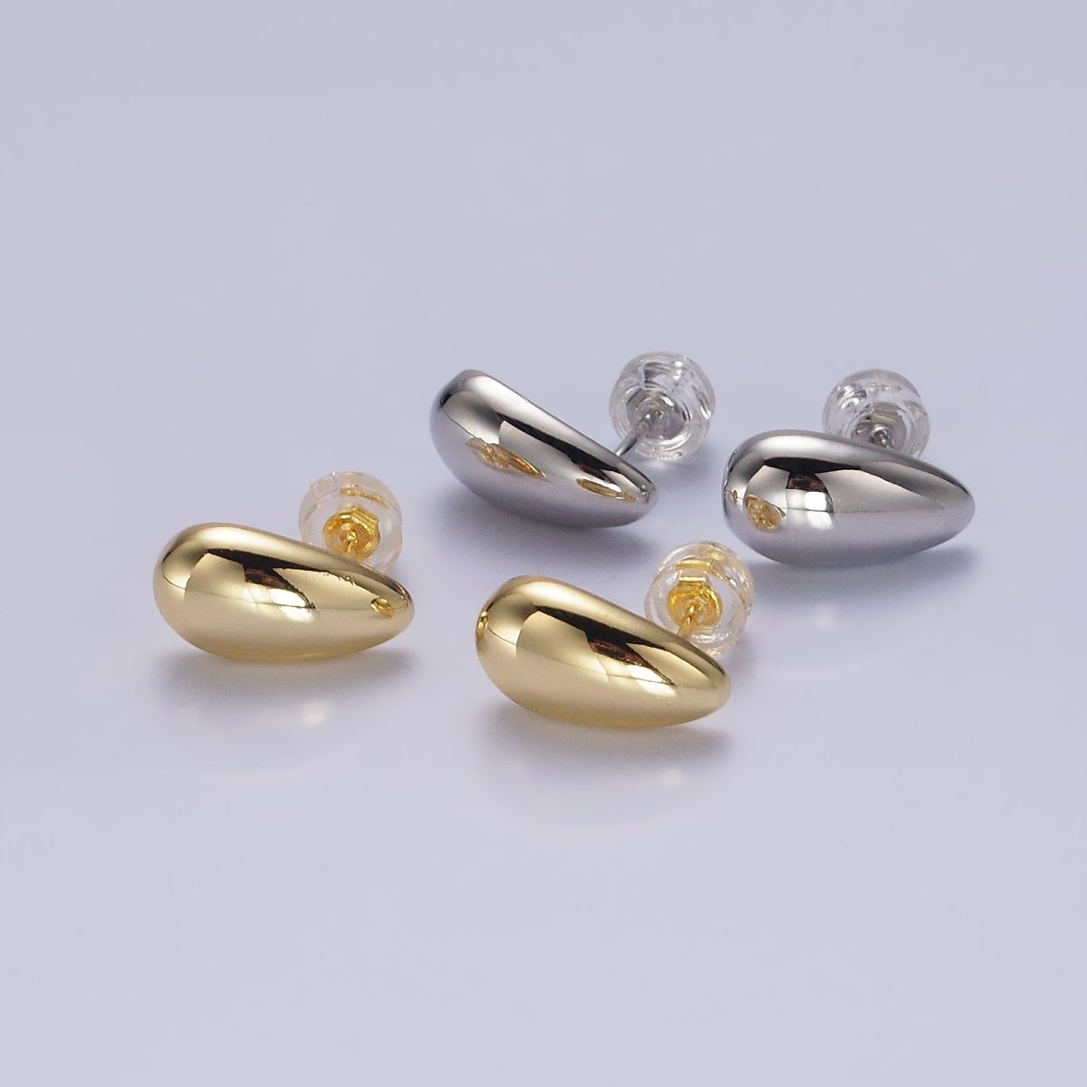14K Gold Filled 13mm Teardrop Dome Stud Earrings in Silver & Gold | AE-753 AE-754 - DLUXCA