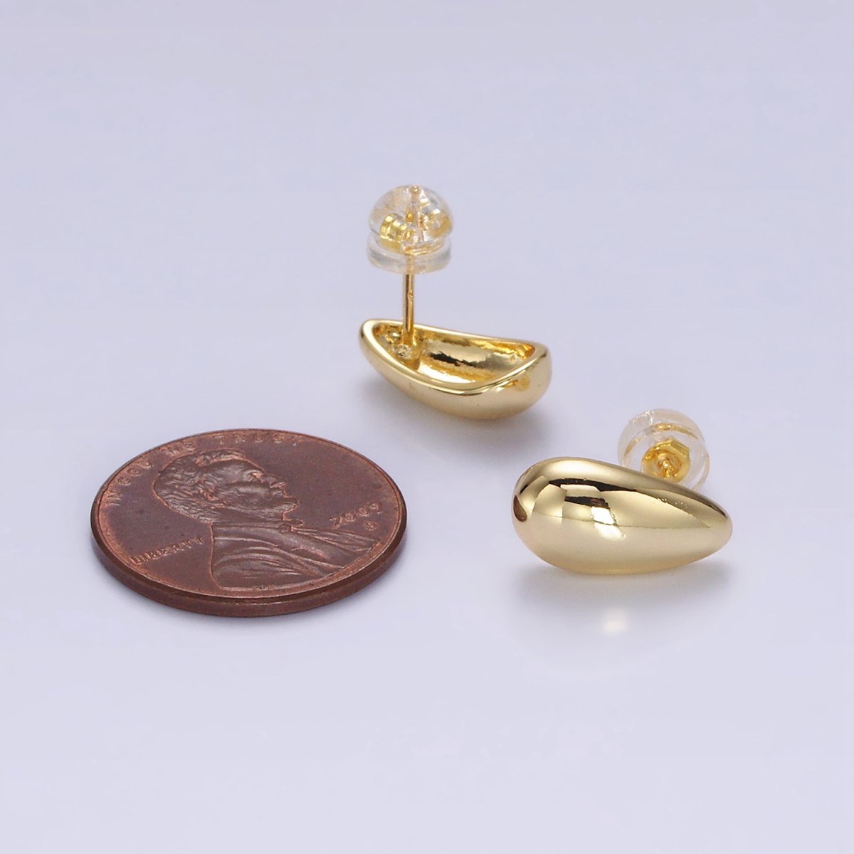 14K Gold Filled 13mm Teardrop Dome Stud Earrings in Silver & Gold | AE-753 AE-754 - DLUXCA