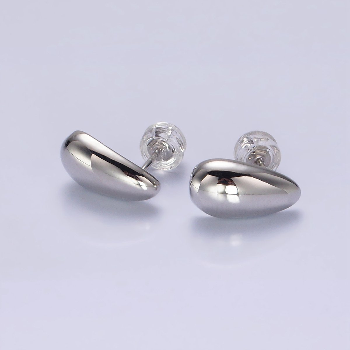 14K Gold Filled 13mm Teardrop Dome Stud Earrings in Silver & Gold | AE-753 AE-754 - DLUXCA