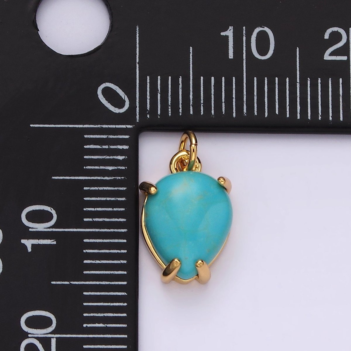 14K Gold Filled 13mm Teardrop Turquoise Gemstone Charm | AC783 - DLUXCA