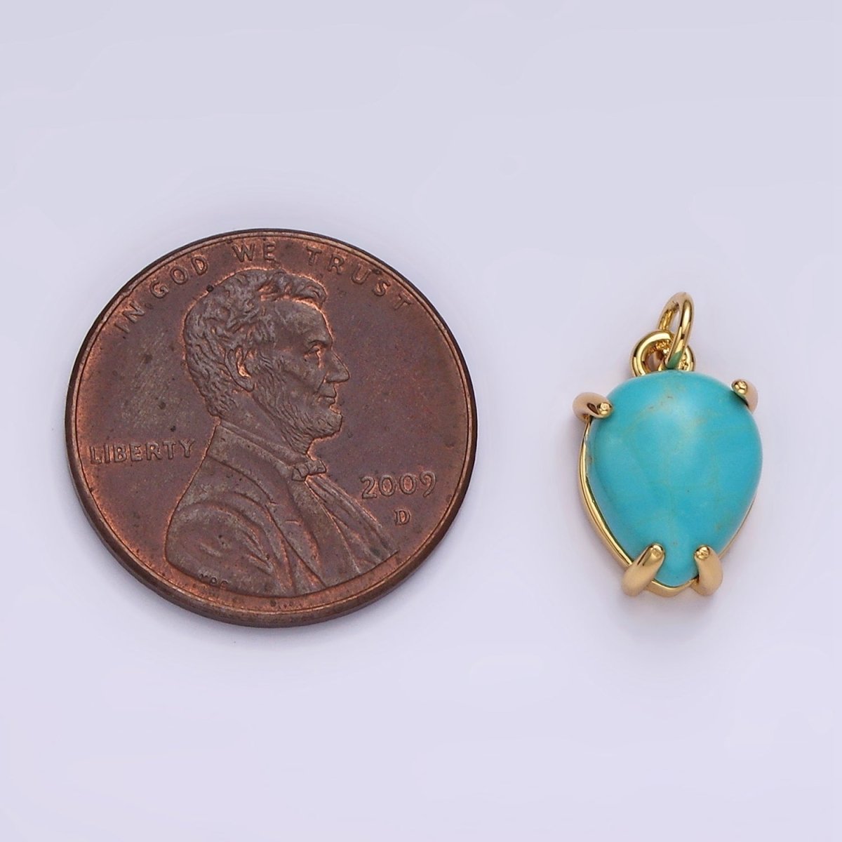 14K Gold Filled 13mm Teardrop Turquoise Gemstone Charm | AC783 - DLUXCA