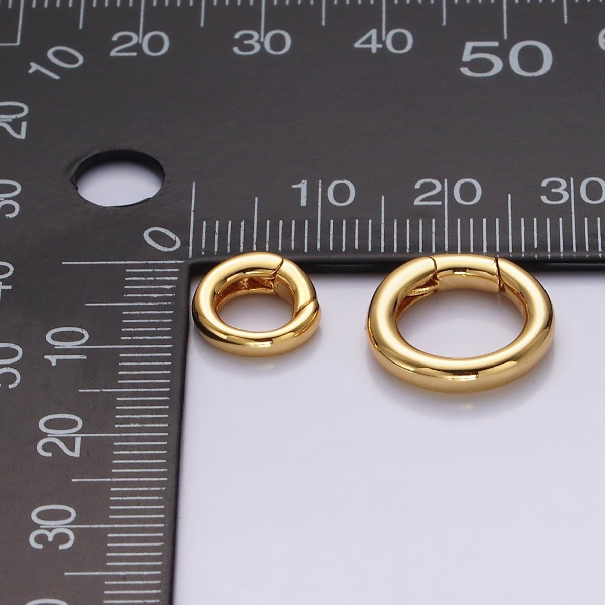 14K Gold Filled 14.5mm, 10mm Push Round Spring Gate Ring Jewelry Closure Findings Supply | Z570 Z571 - DLUXCA