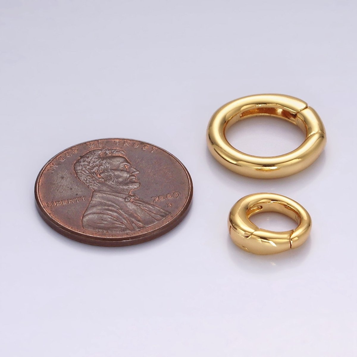 14K Gold Filled 14.5mm, 10mm Push Round Spring Gate Ring Jewelry Closure Findings Supply | Z570 Z571 - DLUXCA