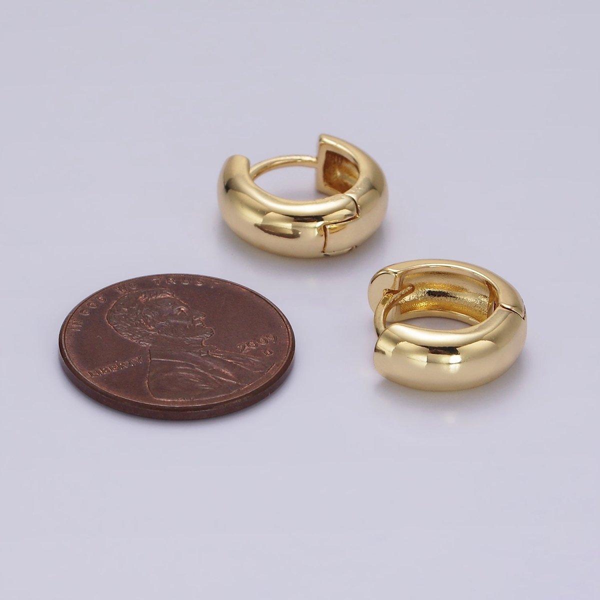 14K Gold Filled 14mm Chubby Minimalist Huggie Earrings | AE989 - DLUXCA
