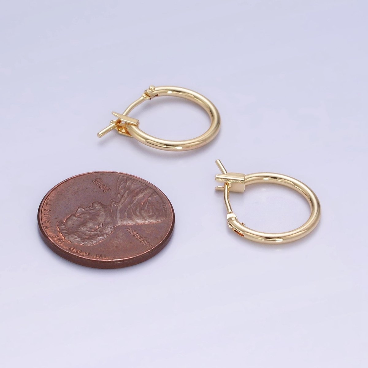 14K Gold Filled 14mm Minimalist Latch Cartilage Hoop Earrings | V540 - DLUXCA