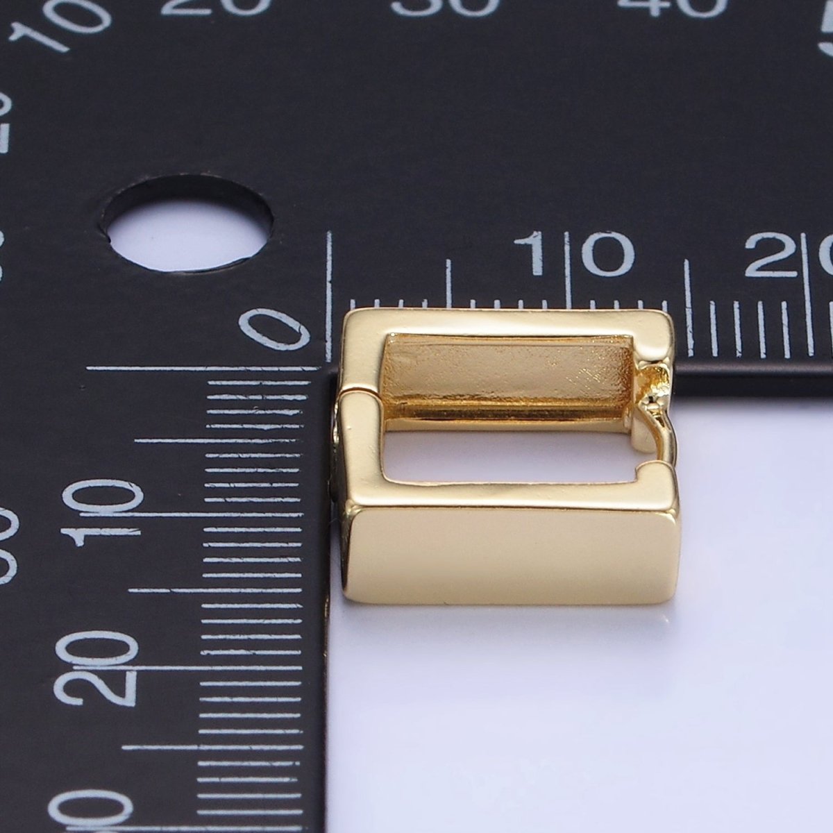 14K Gold Filled 14mm Minimalist Square Huggie Earrings | P480 - DLUXCA