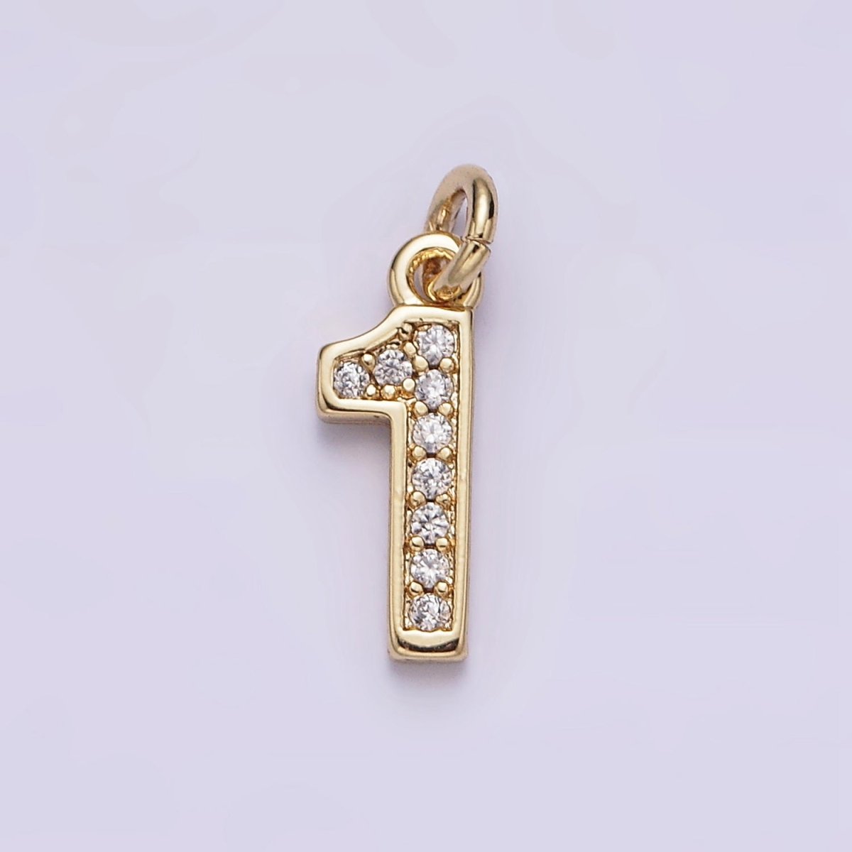 14K Gold Filled 14mm Number 0-9 Clear Micro Paved CZ Charm | N1025 - N1034 - DLUXCA