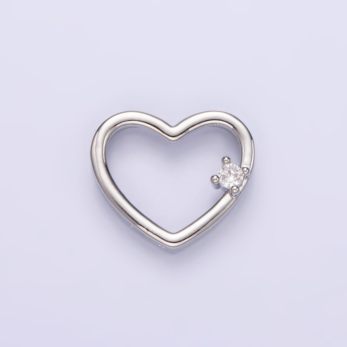 14K Gold Filled 14mm Open Heart Clear CZ Slider Pendant in Gold & Silver | AA739 AA740 - DLUXCA