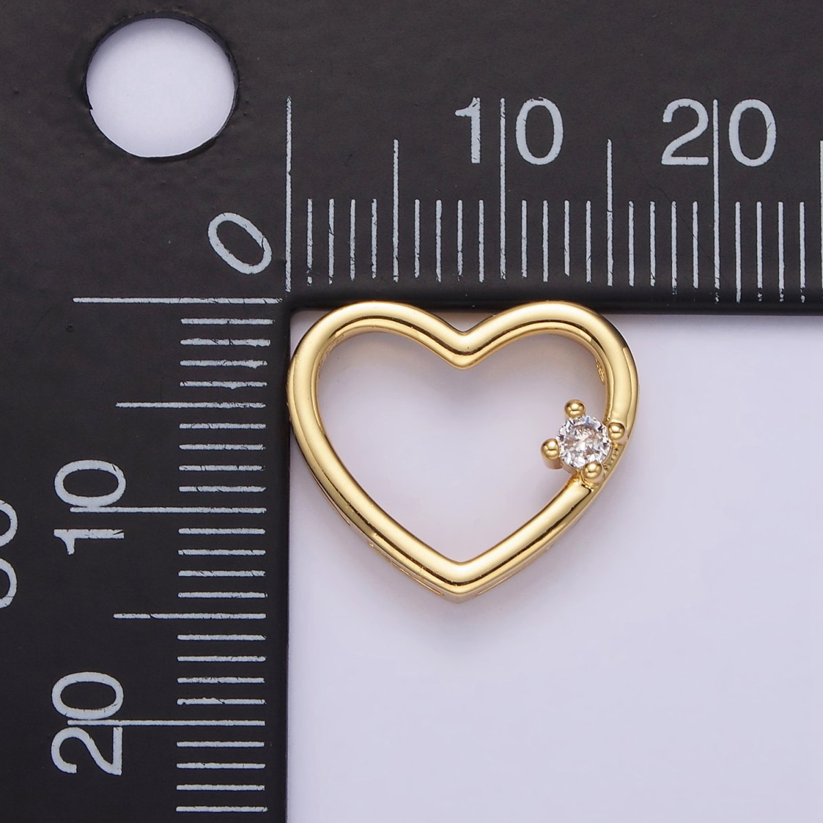 14K Gold Filled 14mm Open Heart Clear CZ Slider Pendant in Gold & Silver | AA739 AA740 - DLUXCA