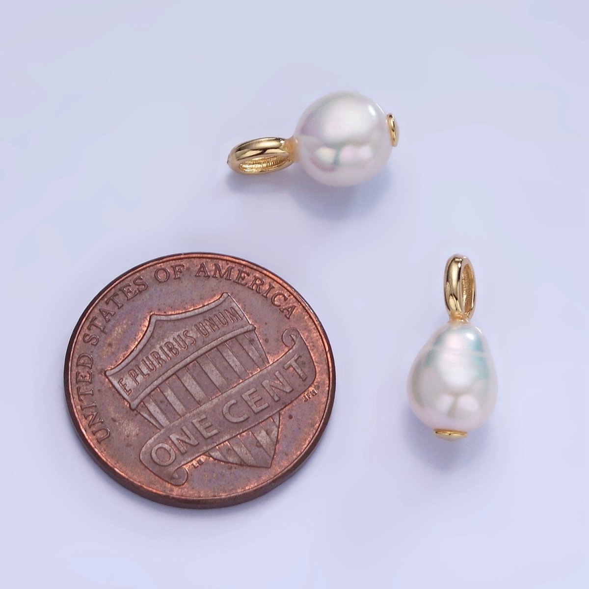 14K Gold Filled 14mm Ringed Freshwater Pearl Drop Pendant | P1730 - DLUXCA