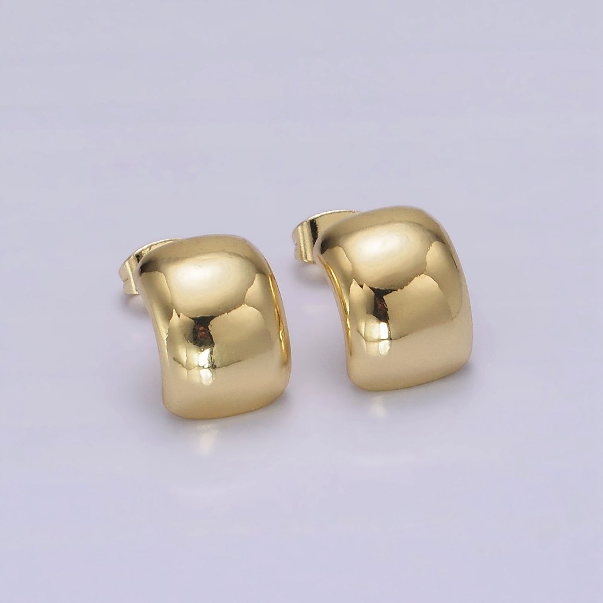 14K Gold Filled 14mm Wide Minimalist Cartilage C-Shaped Hoop Earrings | V460 - DLUXCA