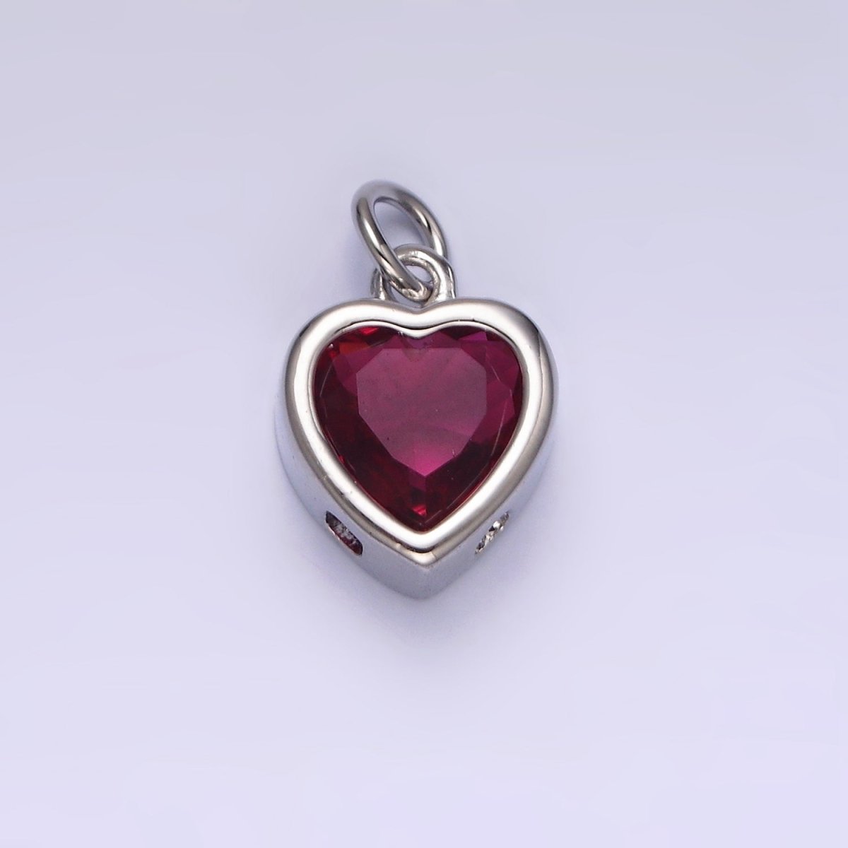 14K Gold Filled 15.5mm Personalized Birthstone Heart Cubic Zirconia CZ Bezel Charm in Silver & Gold | N1551 - N1574 - DLUXCA