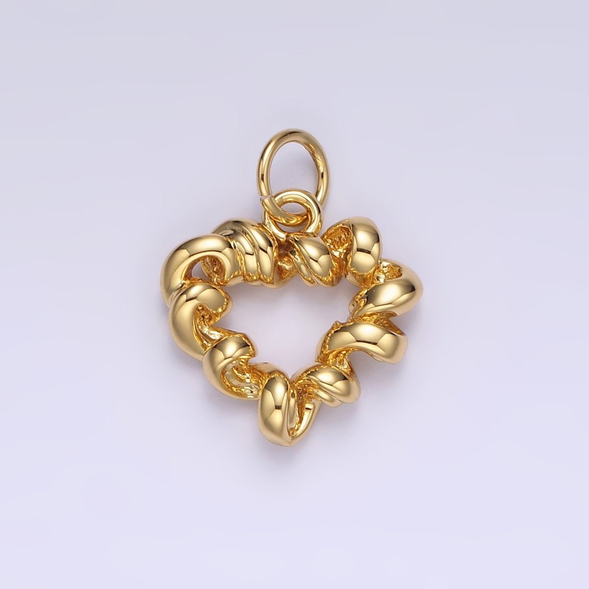 14K Gold Filled 15.5mm Twisted Spiral Coil Open Heart Charm in Gold & Silver | N1104 N1105 - DLUXCA