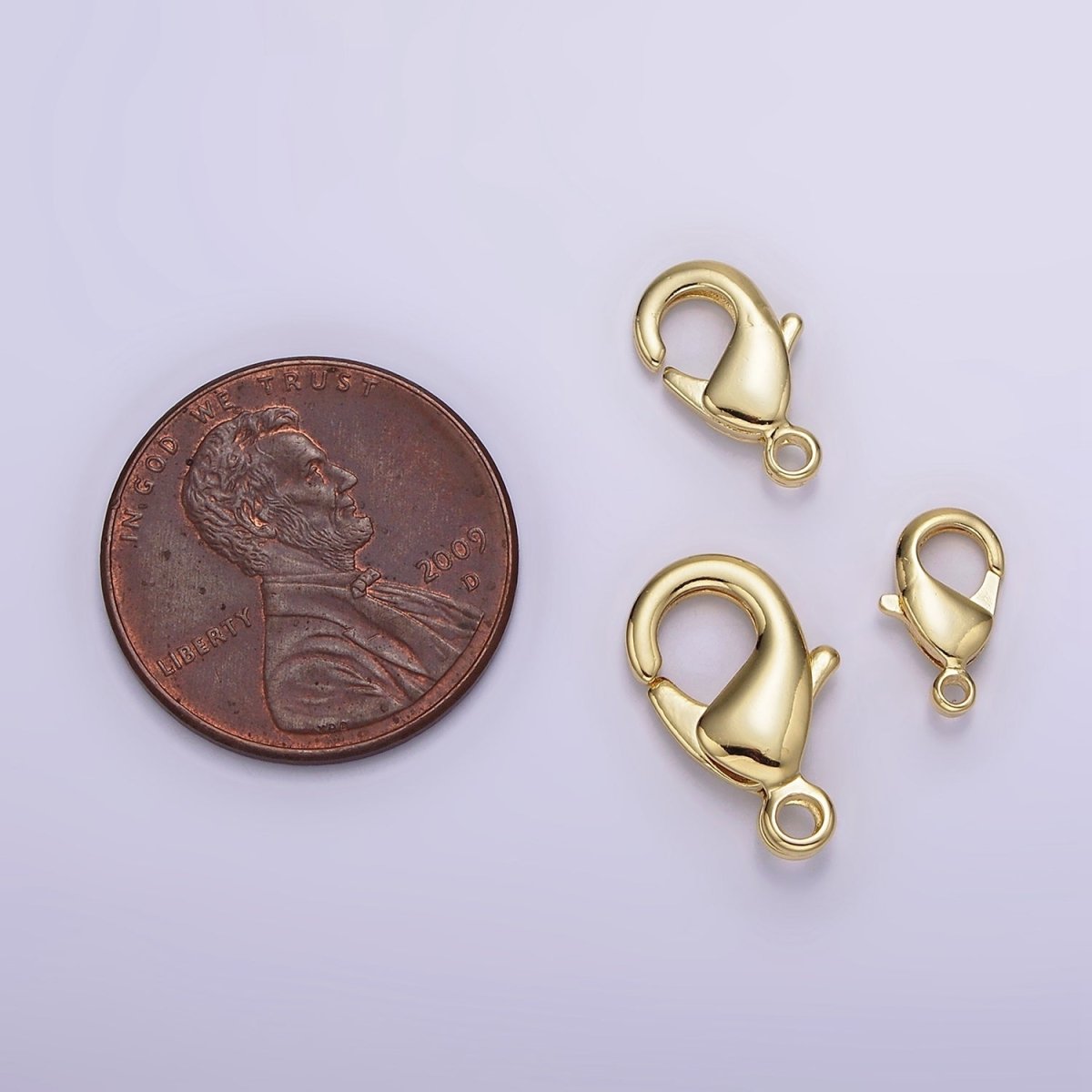 14K Gold Filled 15mm, 12mm, 10mm Lobster Claw Clasps Closure Findings Supply | Z-533 - Z-535 - DLUXCA