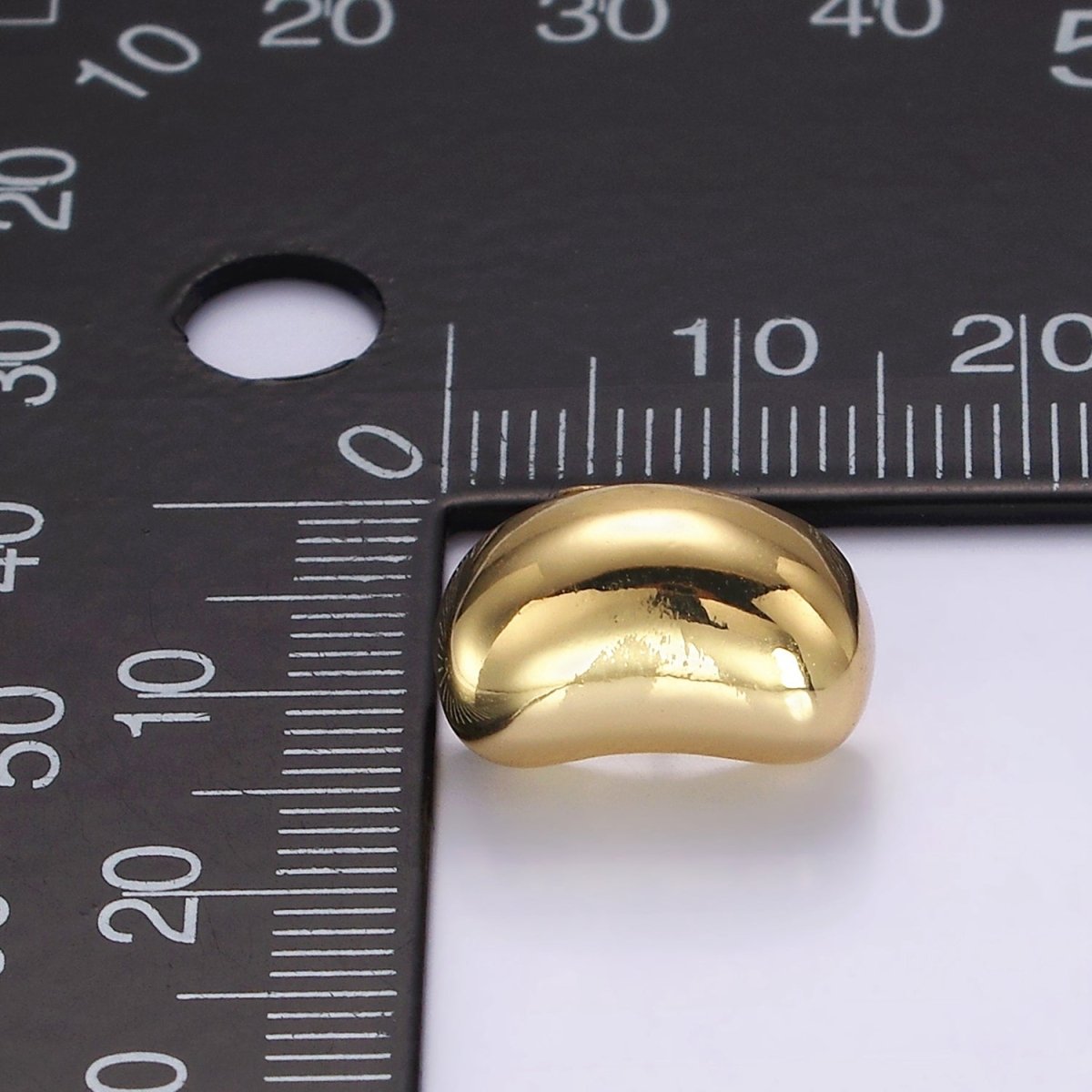 14K Gold Filled 15mm Bean Dome Modern Statement Stud Kylie Earrings | V060 - DLUXCA