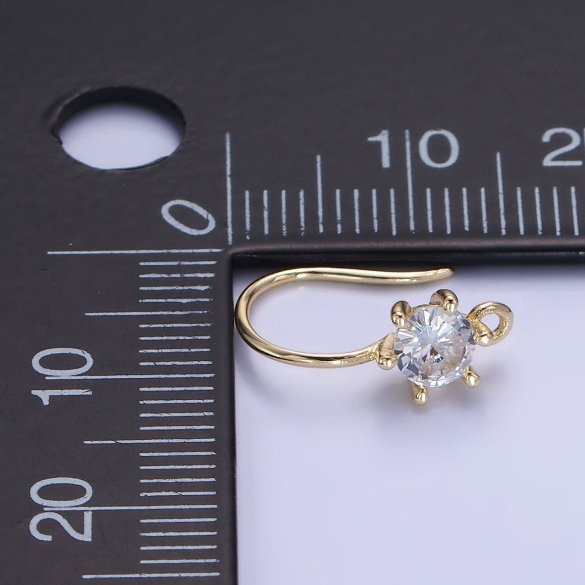 14K Gold Filled 15mm Clear CZ Flower French Hook Earrings Findings | Z754 - DLUXCA