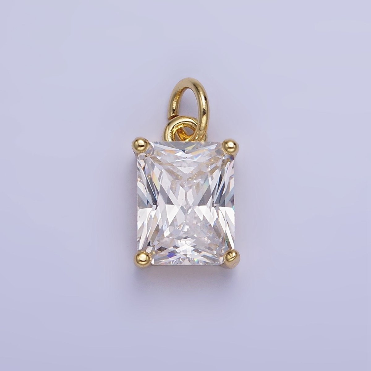 14K Gold Filled 15mm CZ Cubic Zirconia Baguette Charm in Gold & Silver | W607 - W622 - DLUXCA