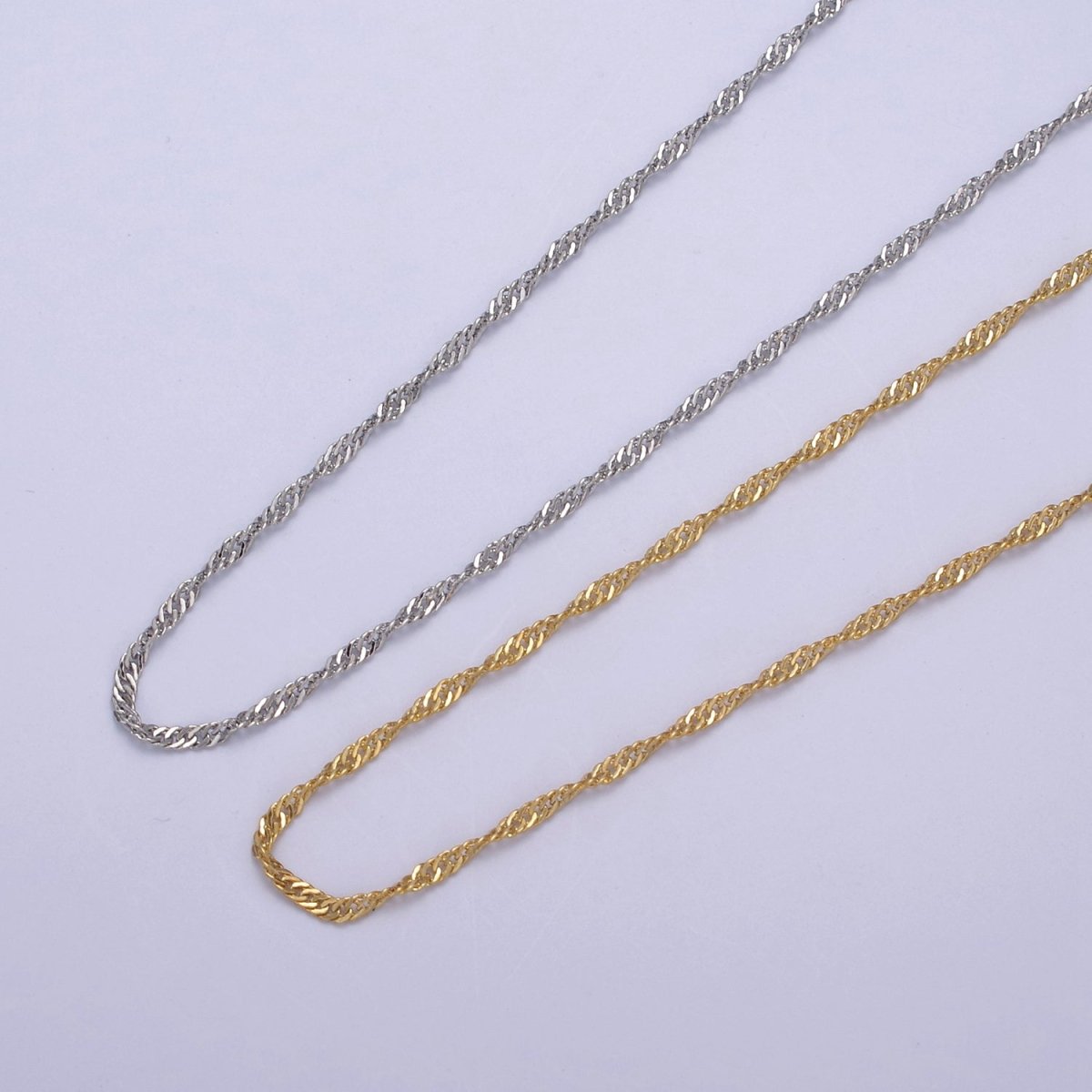 14K Gold Filled 1.5mm Dainty Singapore 18 Inch Layering Chain w. Extender in Gold & Silver | WA-727 WA-443 Clearance Pricing - DLUXCA