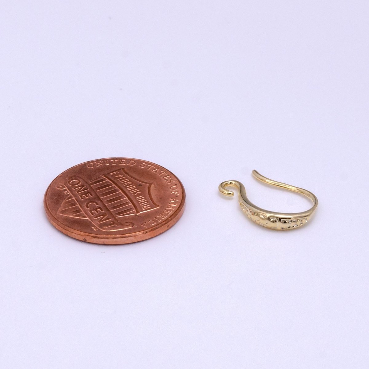 14K Gold Filled 15mm Dented French Hook Earrings Open Loop Findings Supply | Z442 - DLUXCA