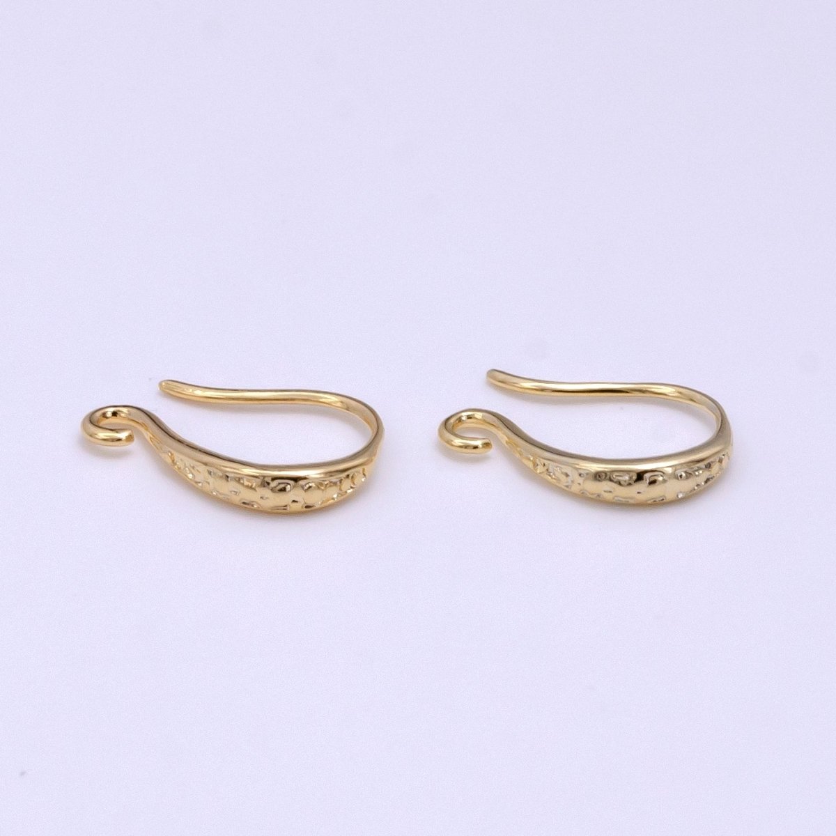 14K Gold Filled 15mm Dented French Hook Earrings Open Loop Findings Supply | Z442 - DLUXCA