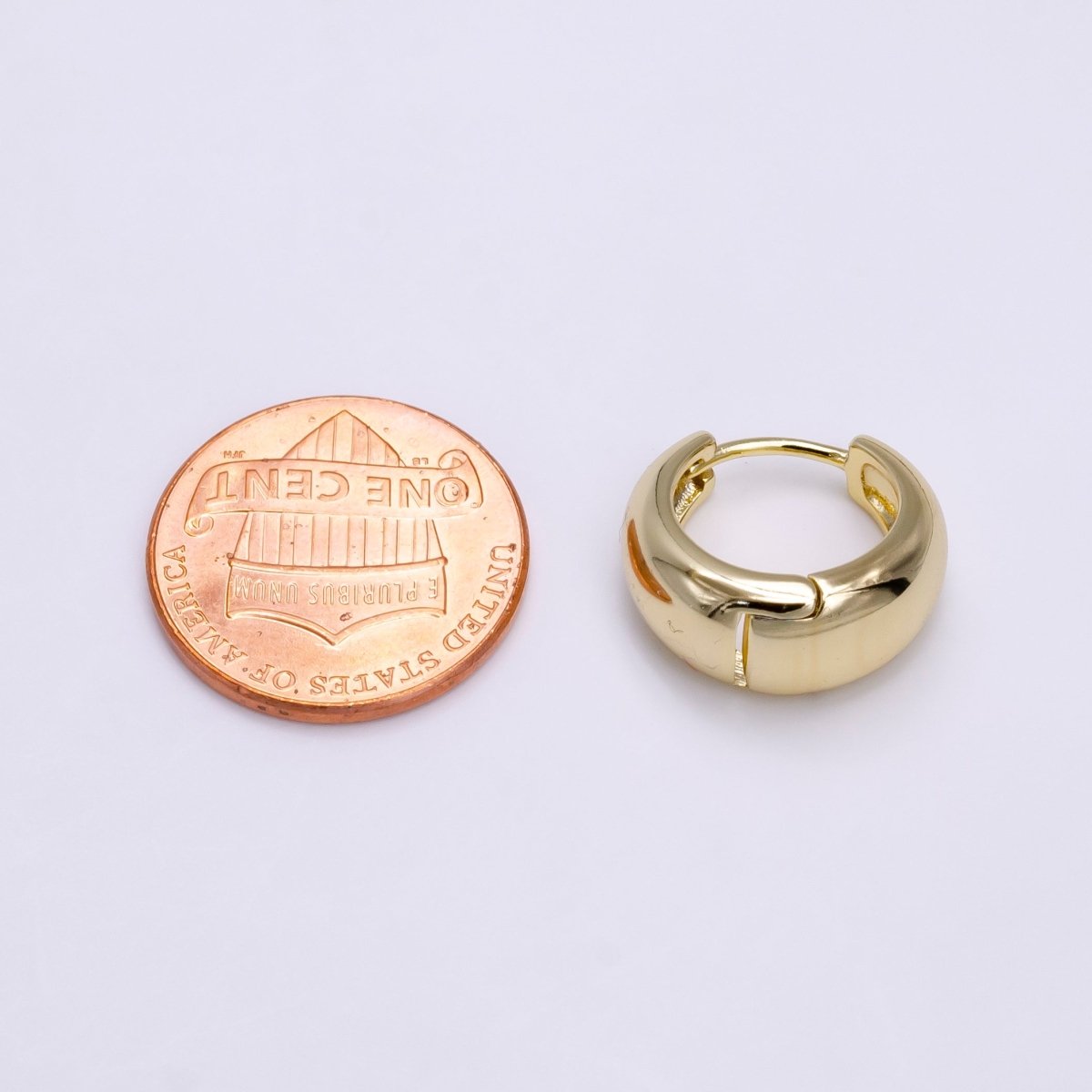 14K Gold Filled 15mm Dome Minimalist Huggie Earrings | AE783 - DLUXCA
