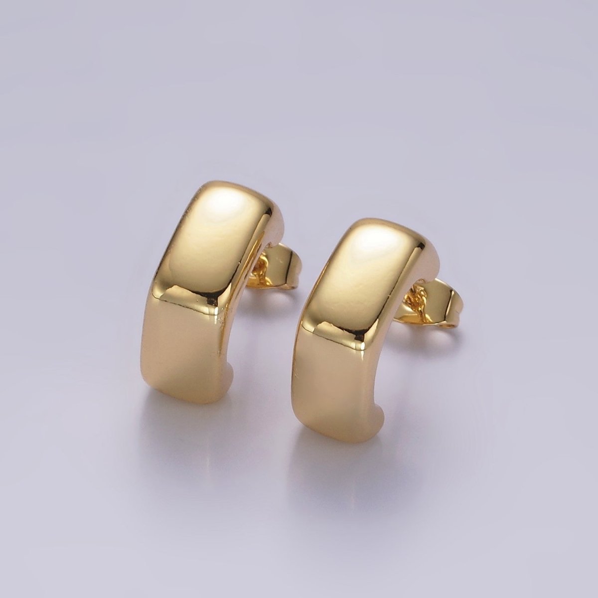 14K Gold Filled 15mm Hexagonal Modern Statement C-Shaped Hoop Kylie Earrings | AE950 - DLUXCA