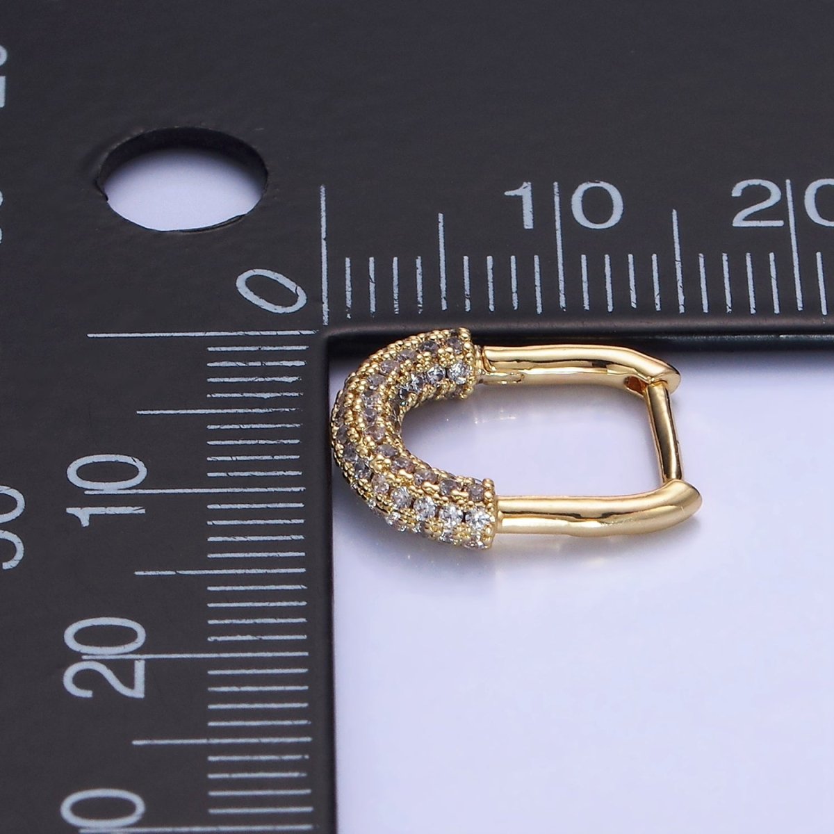 14K Gold Filled 15mm Micro Paved CZ Oblong Hoop Earrings | AB1324 - DLUXCA