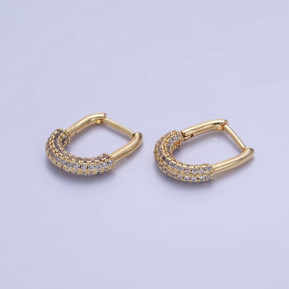 14K Gold Filled 15mm Micro Paved CZ Oblong Hoop Earrings | AB1324 - DLUXCA