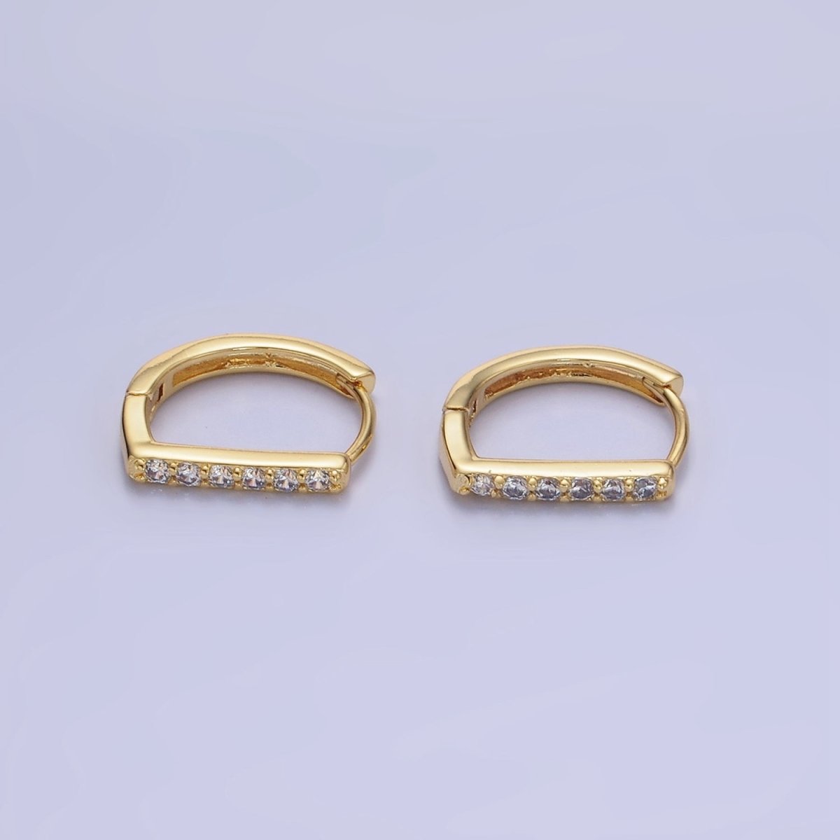14K Gold Filled 15mm Micro Paved D Huggie Earrings | AB1328 - DLUXCA