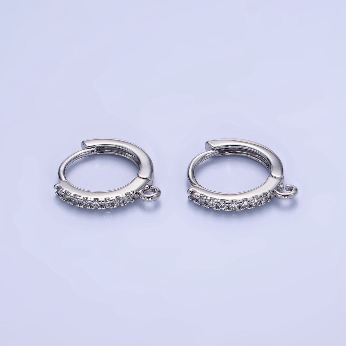 14K Gold Filled 15mm Micro Paved Huggie Earring Findings in Gold & Silver | Z745 Z746 - DLUXCA