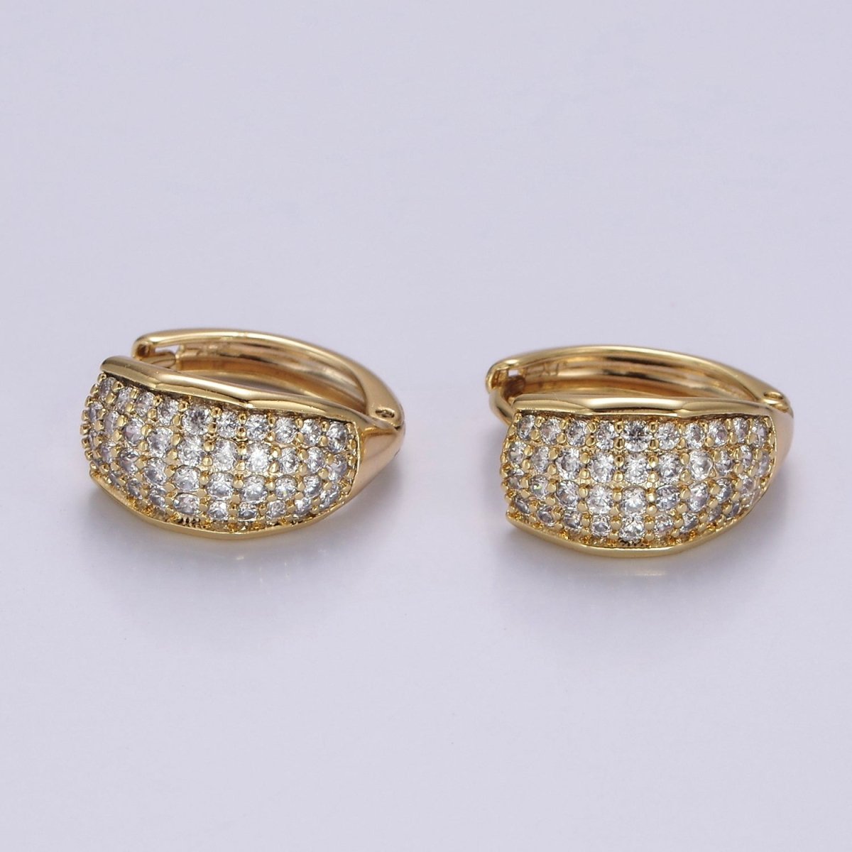 14K Gold Filled 15mm Micro Paved Wide Huggie Earrings | AB1130 - DLUXCA
