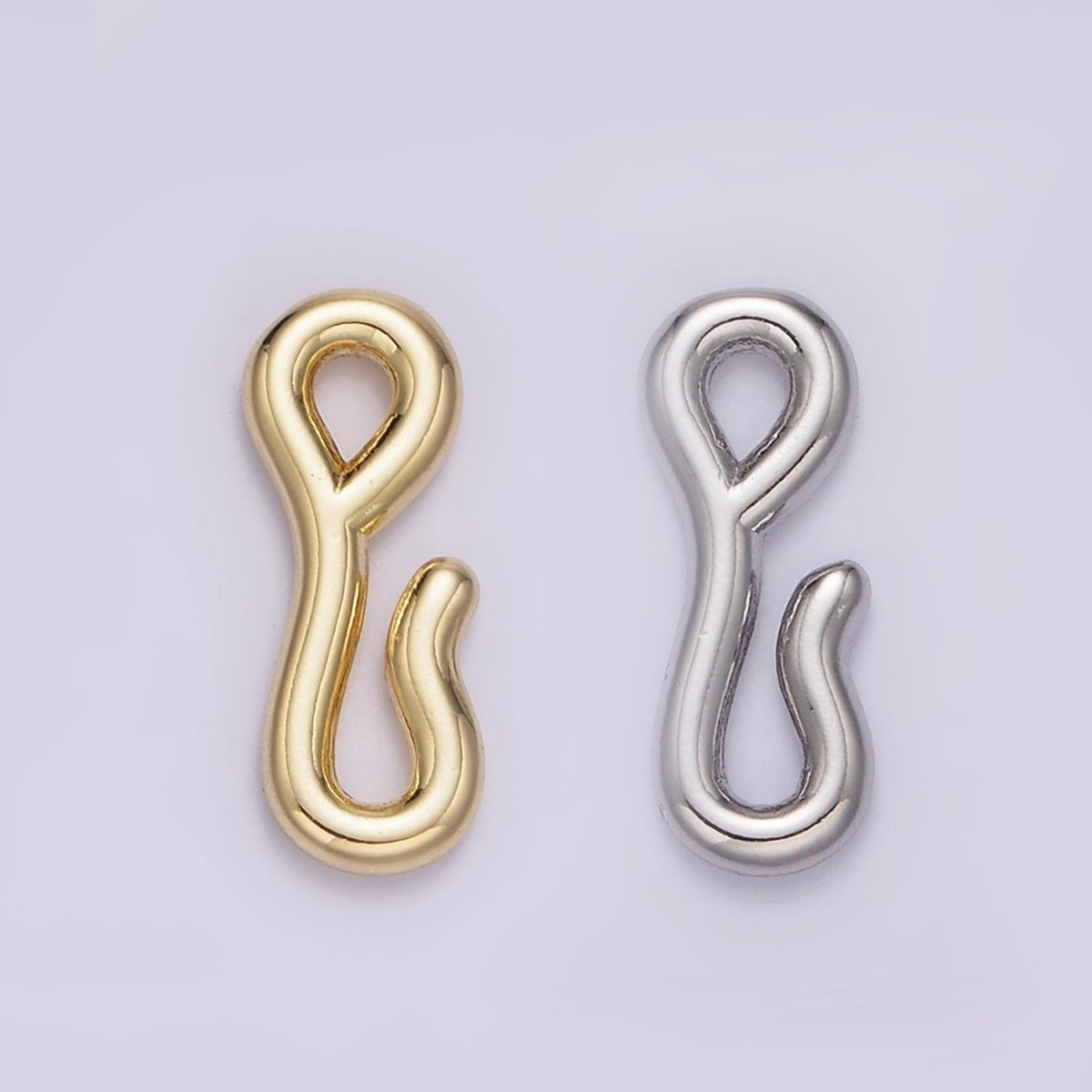 14K Gold Filled 15mm Minimalist Wiggly Hook Closure Supply Findings in Gold & Silver | Z652 - DLUXCA