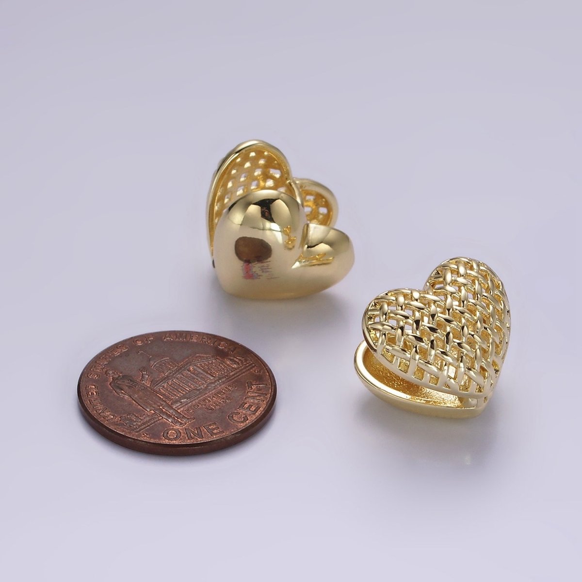 14K Gold Filled 15mm Open Rattan Heart Huggie Earrings | AE1001 - DLUXCA