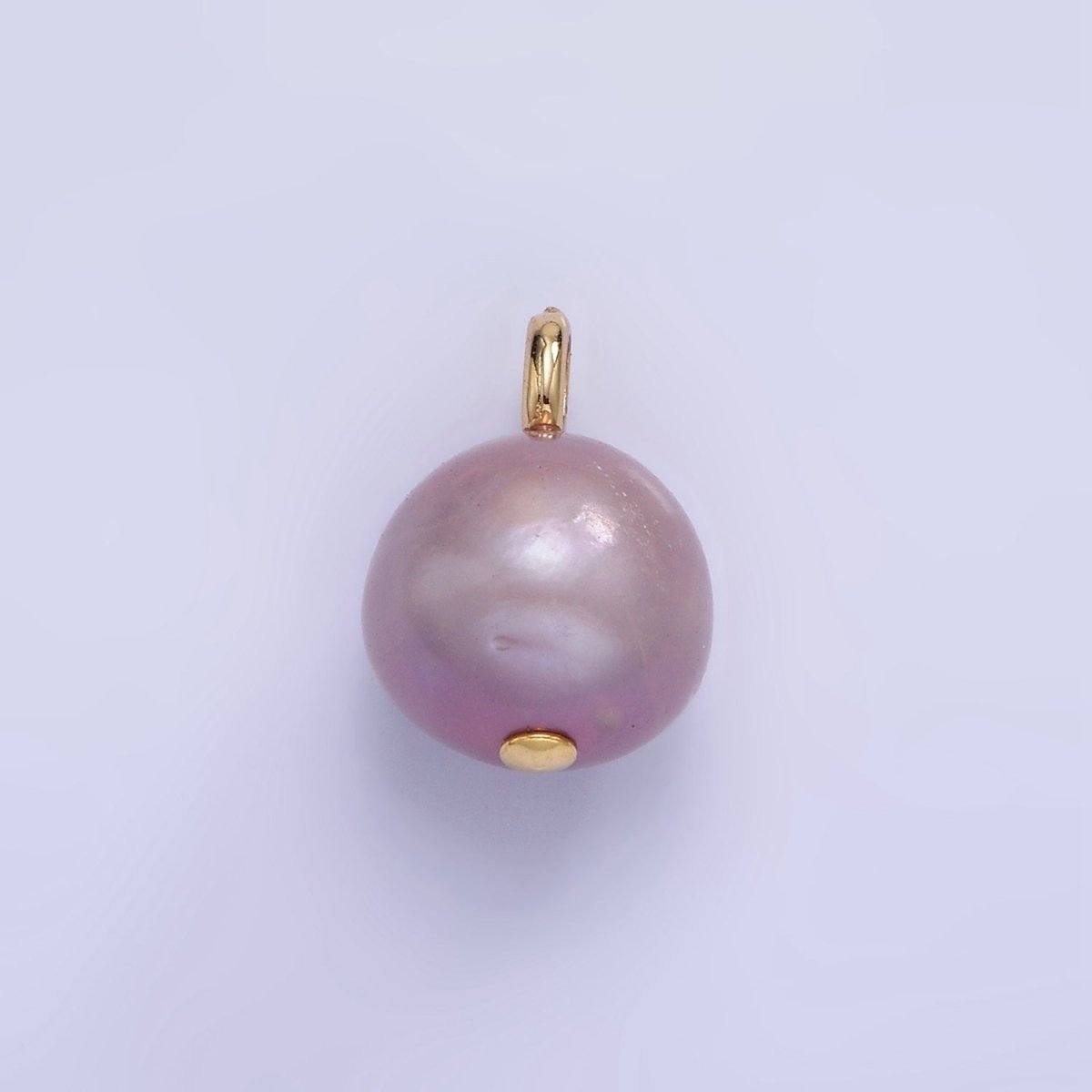 14K Gold Filled 15mm Purple Freshwater Pearl Button Drop Pendant | P1687 - DLUXCA