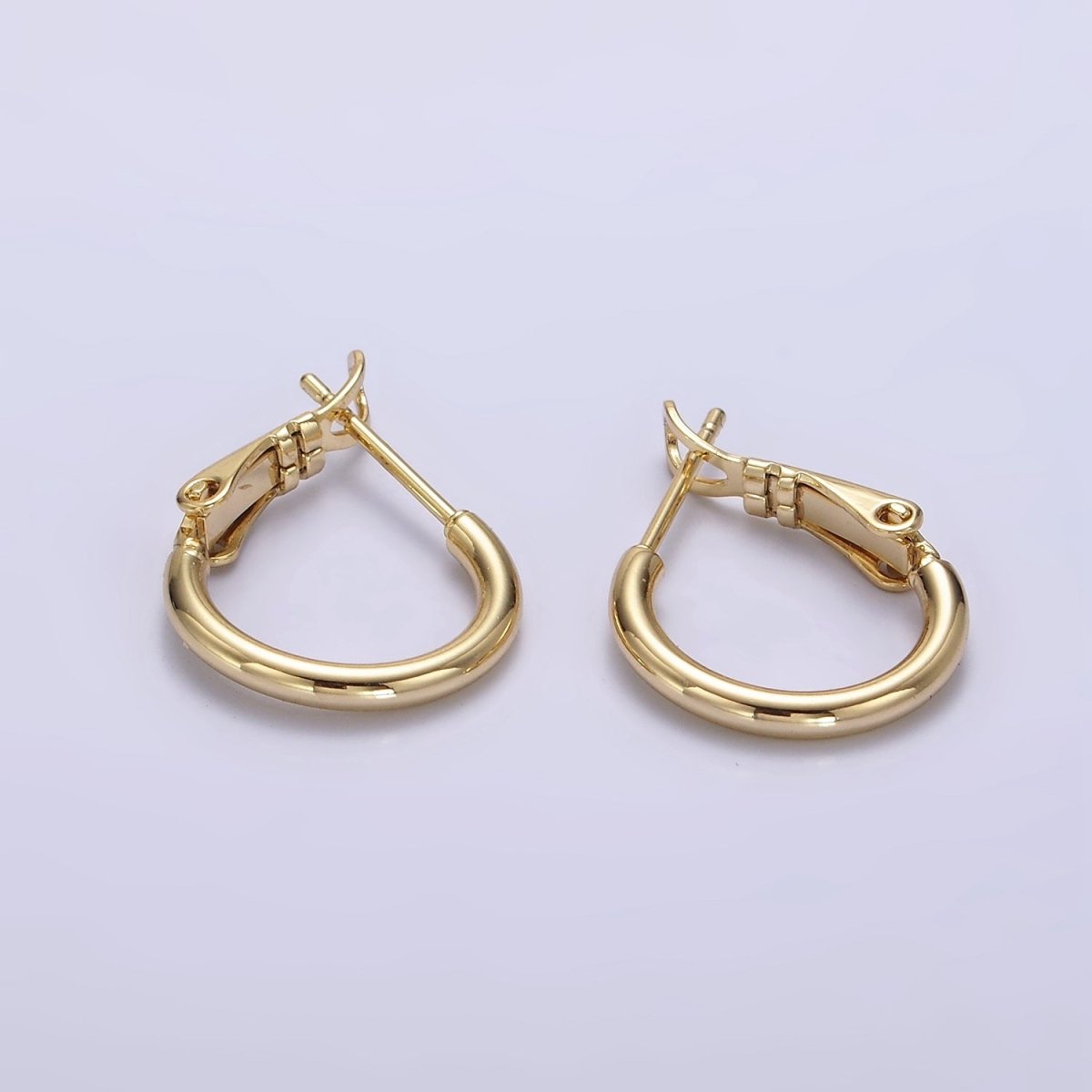 14K Gold Filled 15mm Round Chubby Hinge Hoop Earrings | AE875 - DLUXCA