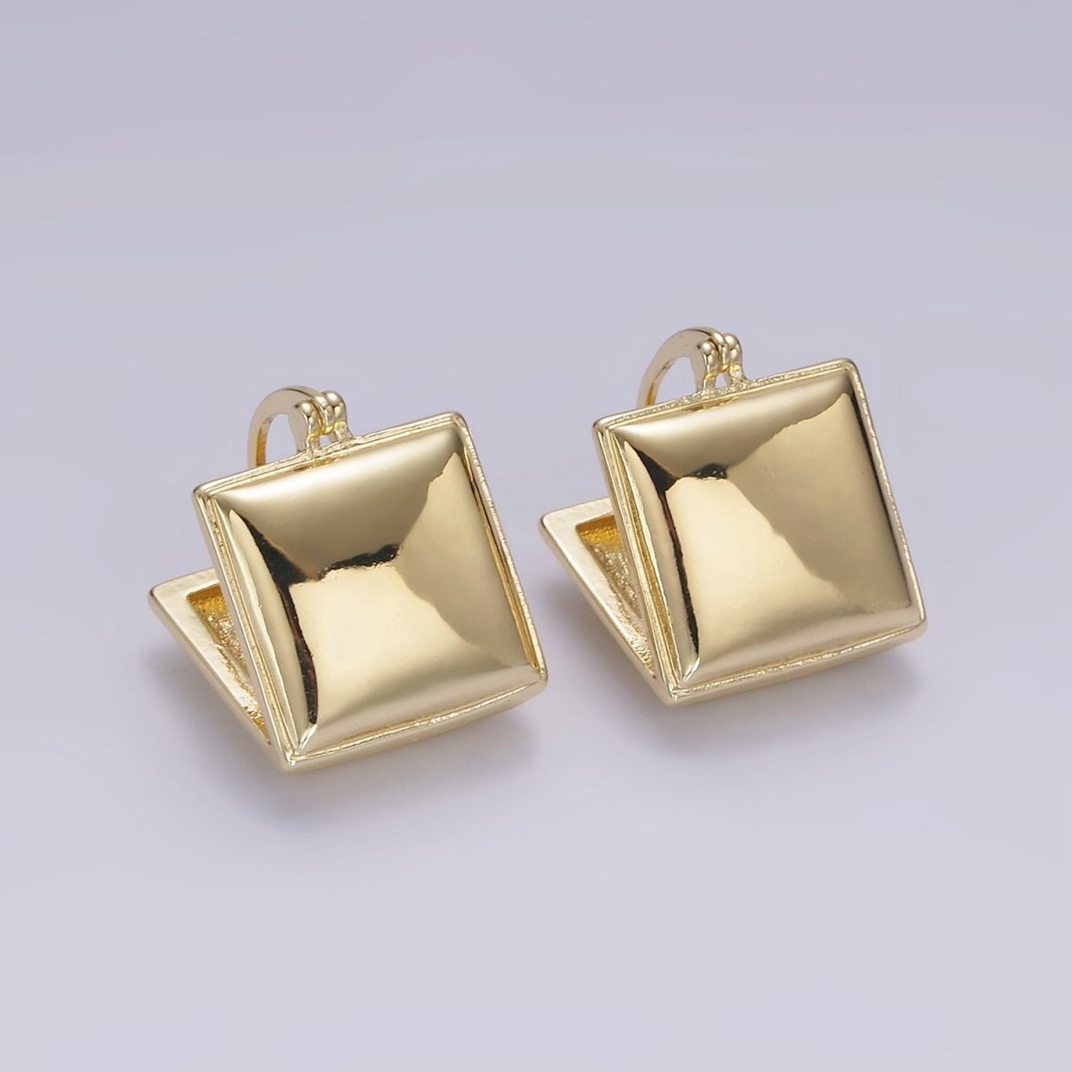 14K Gold Filled 15mm Square Double Sided Modern Statement Latch Hoop Earrings | V063 - DLUXCA
